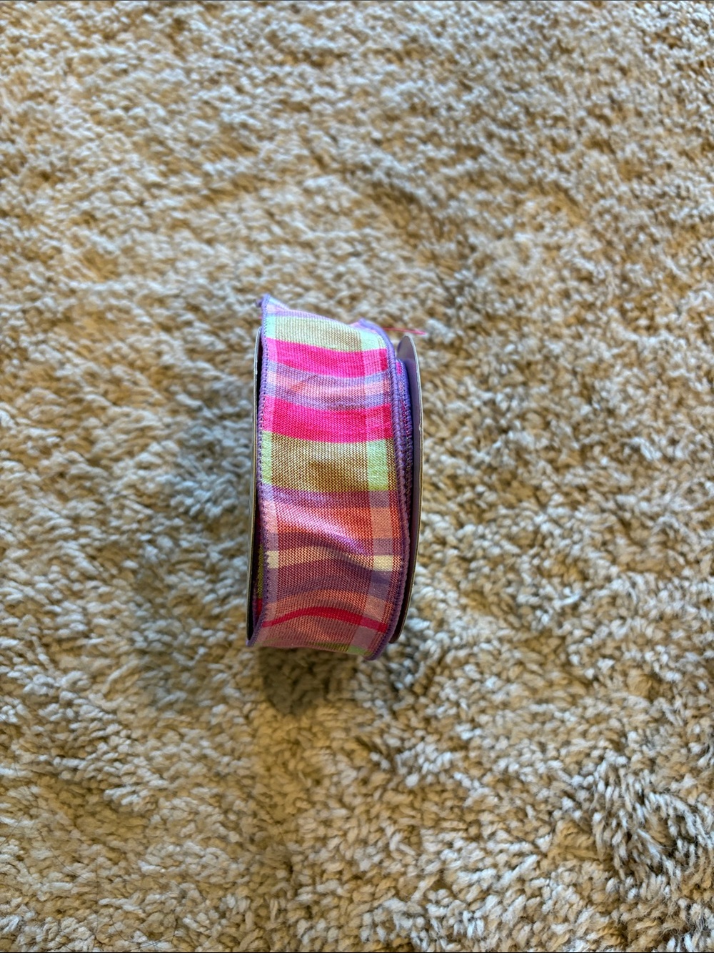 Plaid Pink Wired Ribbon Roll